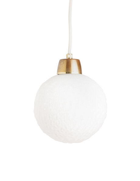 Small glass hanging lamp, ball with relief, on a cord