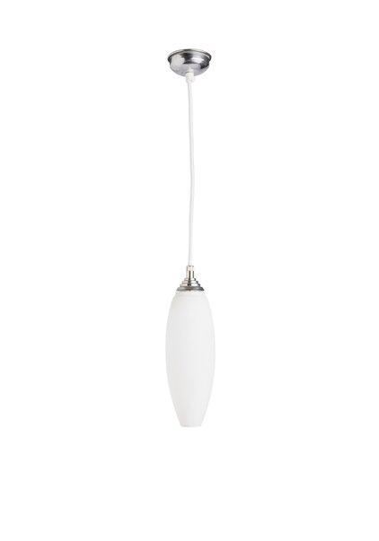 Small Vintage Hanging Lamp, Matte White Glass Cypress