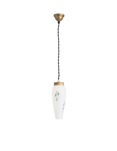 Small white hanging lamp with green twigs