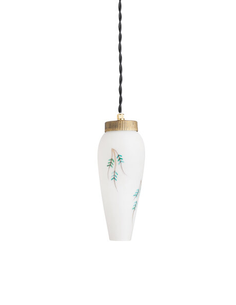 Small white hanging lamp with green twigs