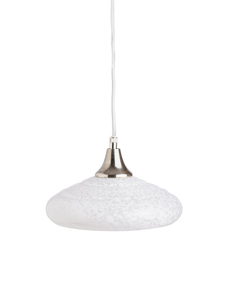Klein vintage hanglampje, wit gewolkt glas