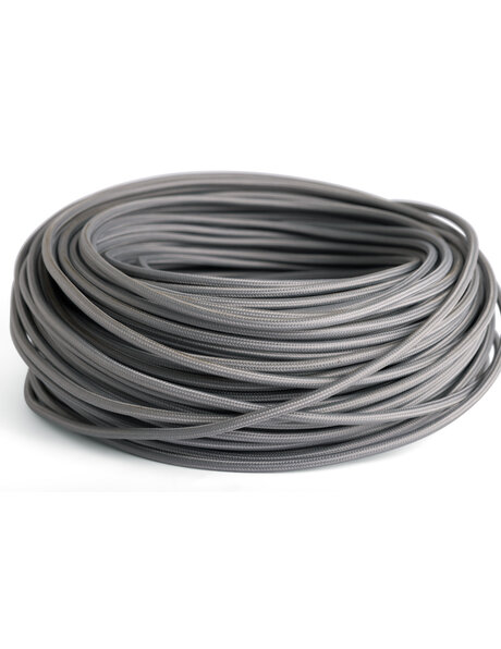 Fabric covered electrical cord, light grey, round wire, 2 core