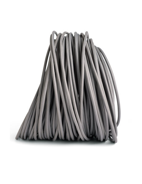 Fabric covered electrical cord, light grey, round wire, 2 core