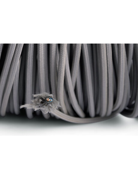 Fabric covered electrical cord, light grey, round wire, 2 core