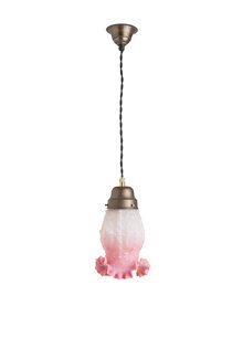 Vintage Hanglamp, Roze Geschulpt Randje, Jaren 30