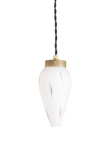 Retro Hanging Lamp, White with Black, 1950s