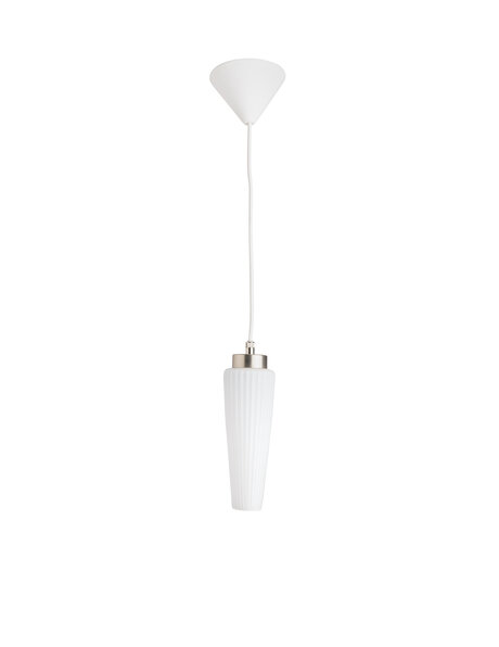 White hanging lamp, straight model, vertical ribs