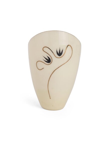 Slanted Lampshade, Gold String on Light Yellow Glass