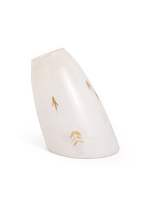 Schuine Lampenkap, Vintage, Wit met Goud