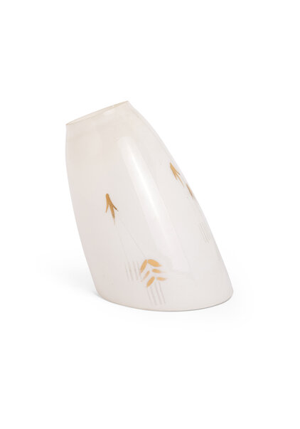 Schuine Lampenkap, Vintage, Wit met Goud
