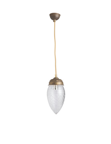 Old hanging lamp, completely closed glass