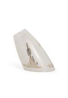 Glass Lampshade, White with Gold Print, Slanted Model