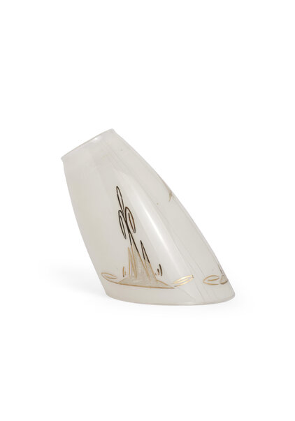 Glass Lampshade, White with Gold Print, Slanted Model