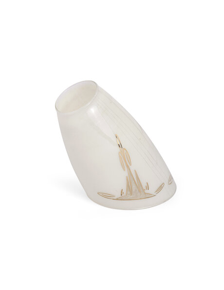 Schuine vintage lampenkap, wittig glas