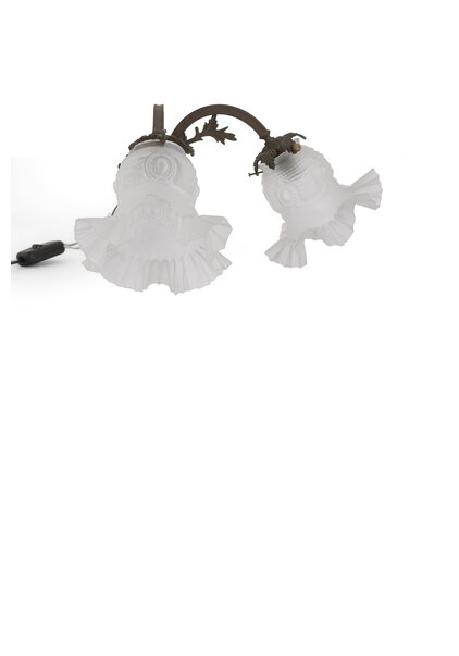 Copper Wall Lamp with Double Glass Shade, 1930s