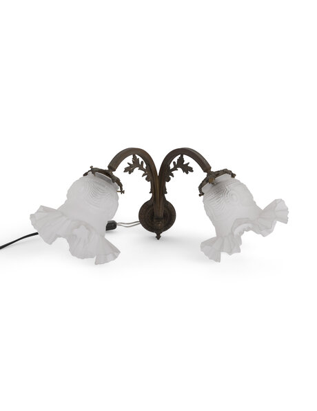 Klassieke wandlamp, koper met glas