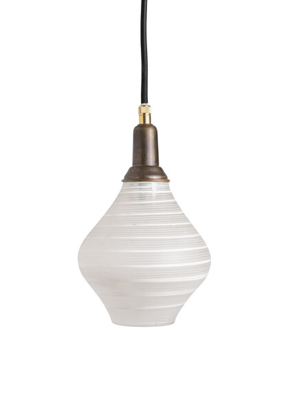 Kleine Vintage Hanglamp, Glazen Peertje aan Snoer