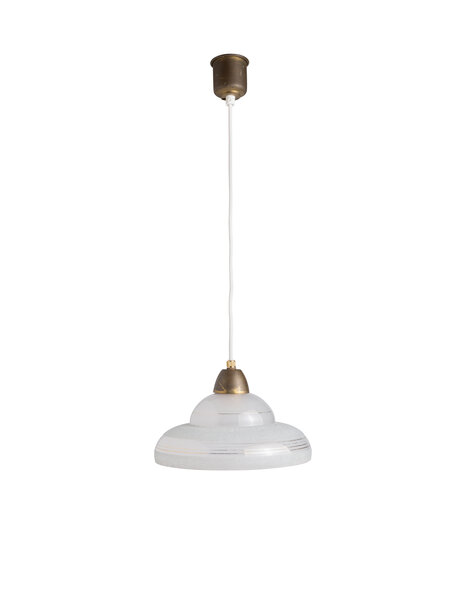 Small glass hanging lamp, with gold-colored piping