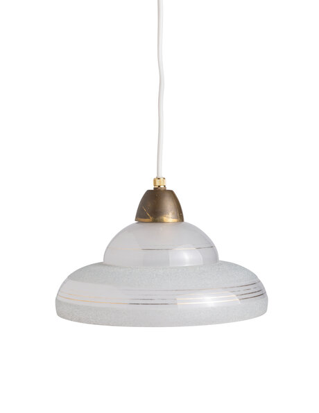 Small glass hanging lamp, with gold-colored piping