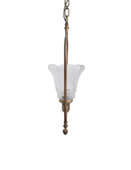 French hanging lamp, signed glass chalice