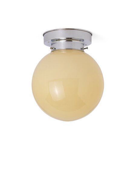 Gele plafondlamp, glazen bol