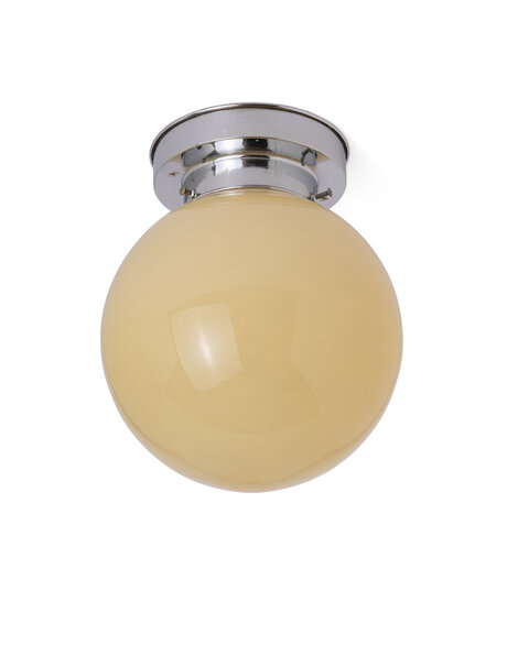 Gele plafondlamp, glazen bol