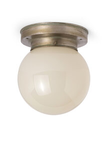 Old Ceiling Lamp, Light Yellow Glass, 1940s