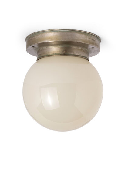 Old Ceiling Lamp, Light Yellow Glass, 1940s