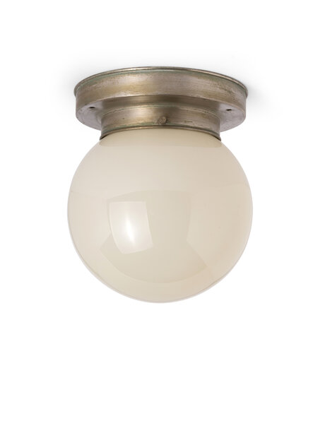 Licht geel glazen plafondlamp, jaren 40
