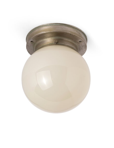 Licht geel glazen plafondlamp, jaren 40