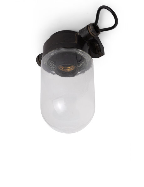 1930s ceiling lamp, bakelite and clear glass