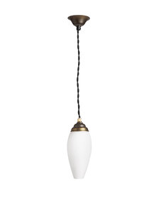 Kleine Hanglamp, Bolle Buik, Wit Glas