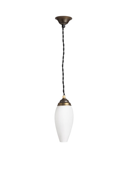 Small Hanging Lamp, Convex Belly, White Glass
