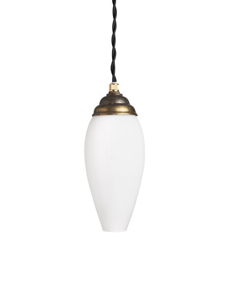 1950s hanging lamp, white glass