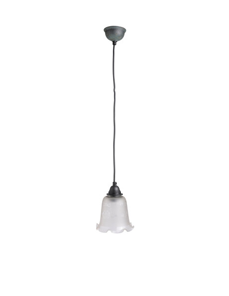 Frosted glass hanging lamp, clear glass bottom edge