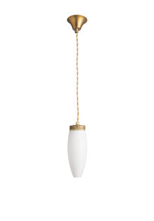 White Hanging Lamp, Glass on a Cord, 1960s