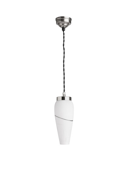 Small Hanging Lamp, Black Line, White Glass