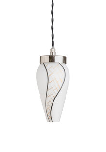 Vintage Hanglampje, Wit Glas met Gekleurde Swirl