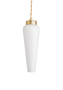 White Glass on Brass, Vintage Hanging Lamp