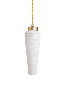 Wit Hanglampje met Spiraal in Glas, Jaren 50