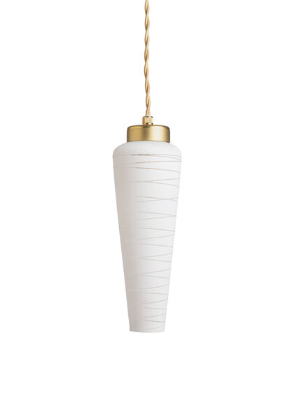 White Hanging Lamp with Spiral in Glass, 1950s