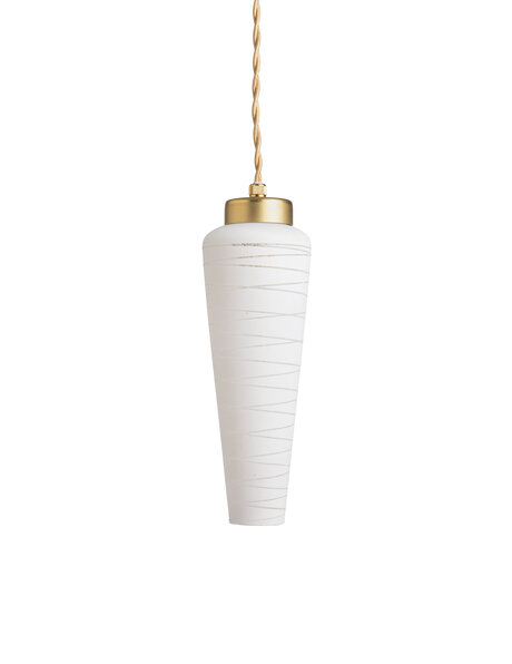 Old hanging lamp, white glass lampshade
