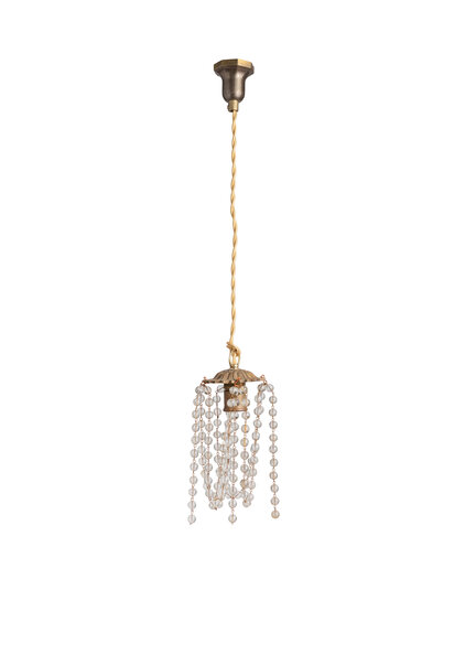 Brass Hanging Lamp with Bead Chain