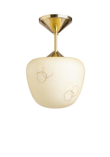 Pendel Hanglamp, Koper, Licht Geel Glas