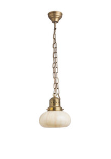 Classic Hanging Lamp, Yellow Marbled Glass, 1940s