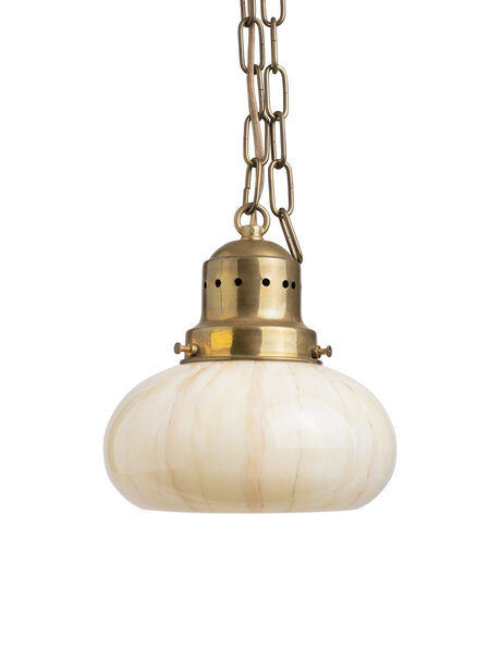 Beautiful hanging lamp, yellow marbled glass shade