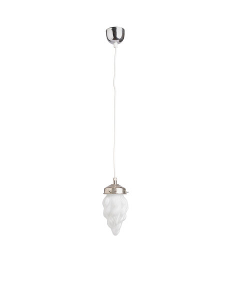 Small hanging lamp, white glass flame