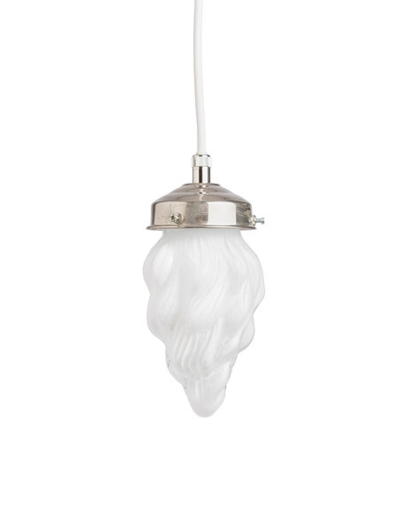 Small hanging lamp, white glass flame