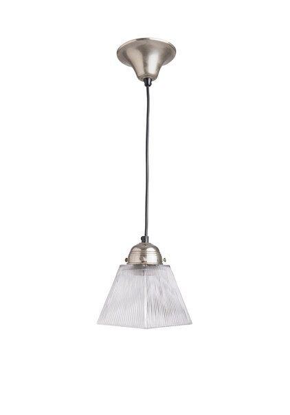 Industrial Hanging Lamp, Square Glass Shade