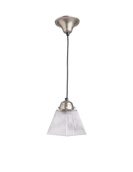 1930s hanging lamp, square glass shade